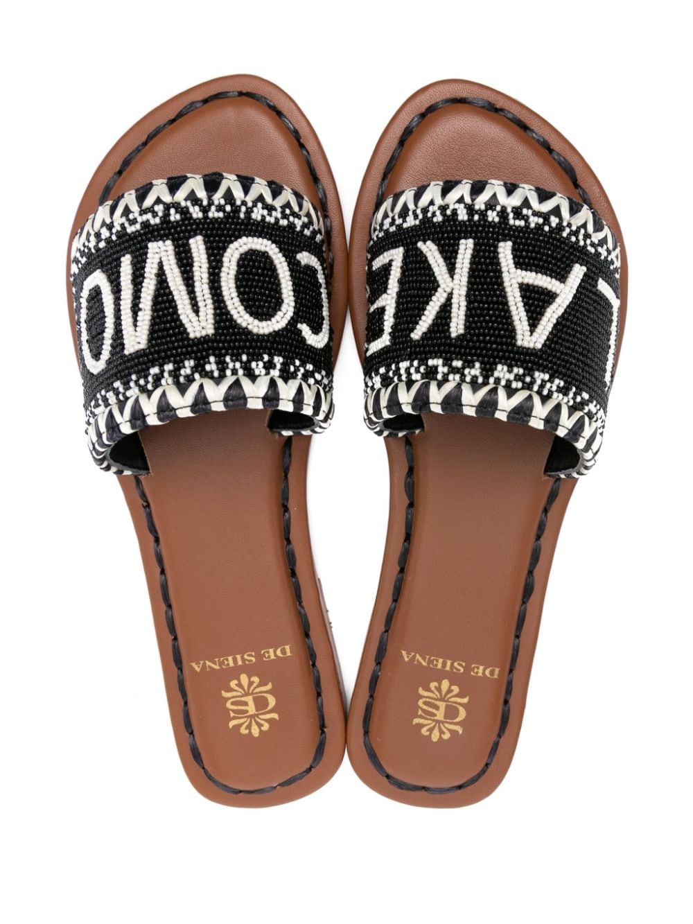 Shop De Siena Shoes Bead-embellished Leather Sandals In Black
