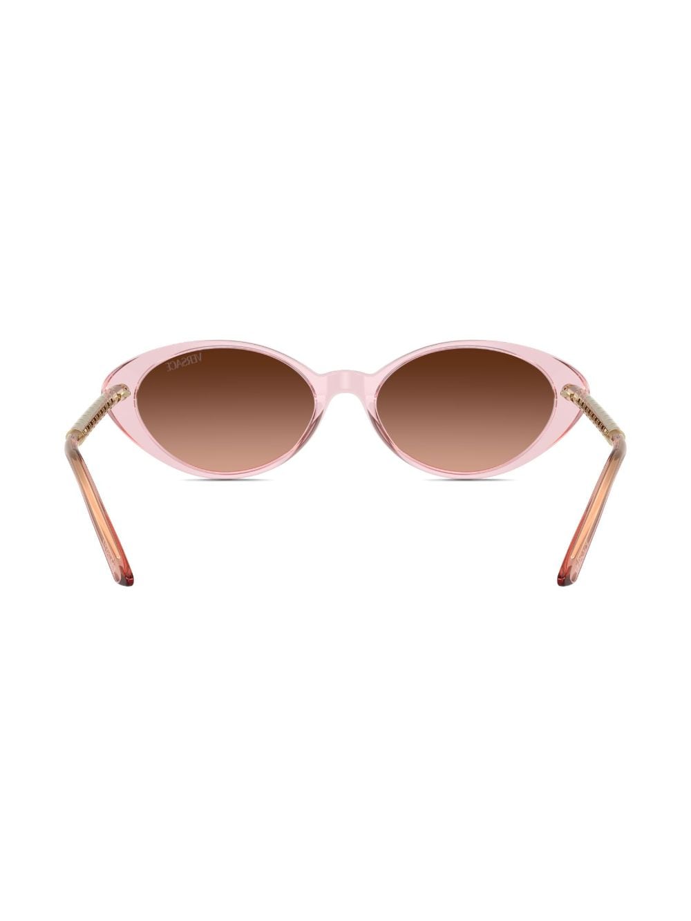 Shop Versace Greca-plaque Oval-frame Sunglasses In Pink