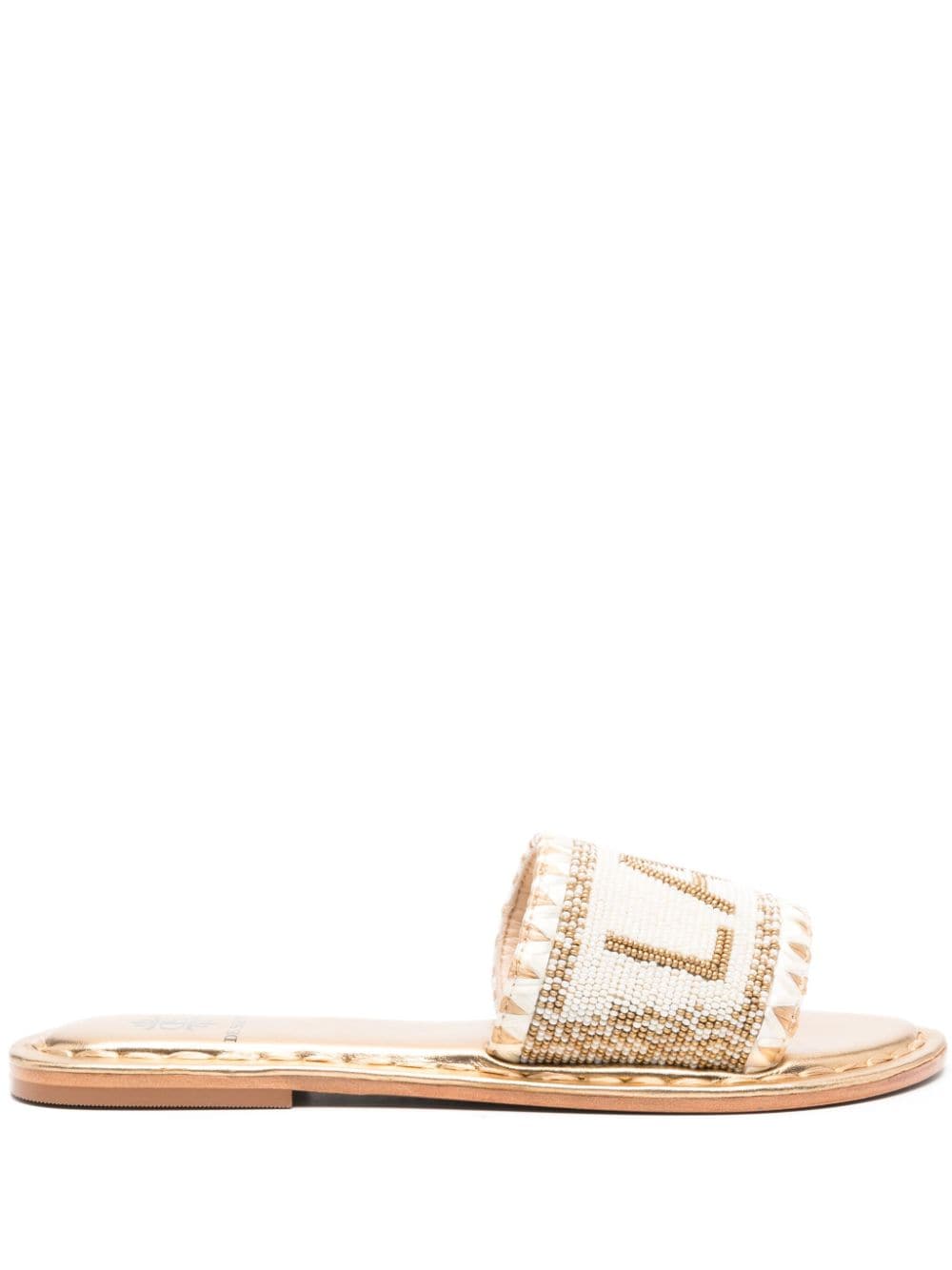 De Siena Shoes Bead-embellished Leather Sandals In Gold