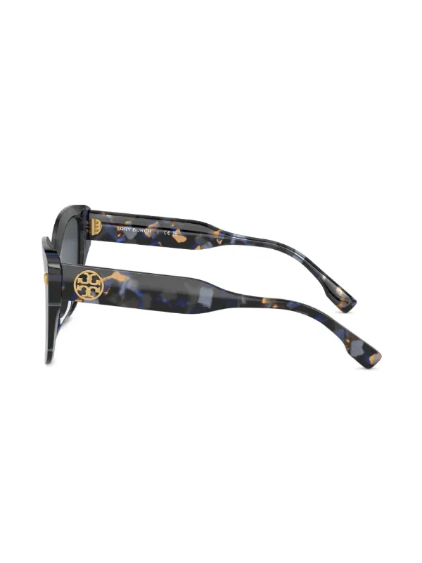 Tory Burch logo-plaque oversize-frame Sunglasses | Blue | FARFETCH