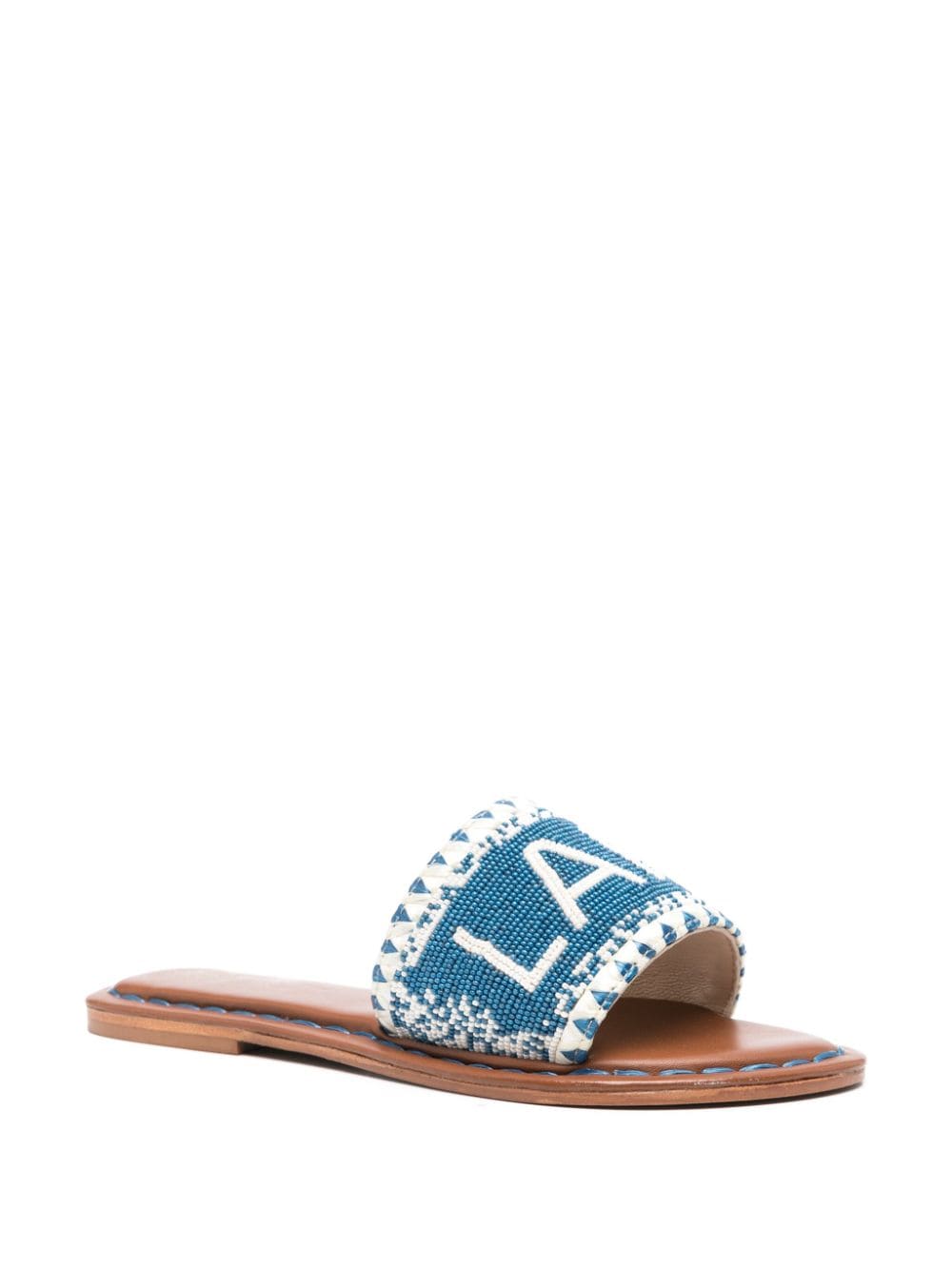 Shop De Siena Shoes Bead-embellished Leather Sandals In Blue