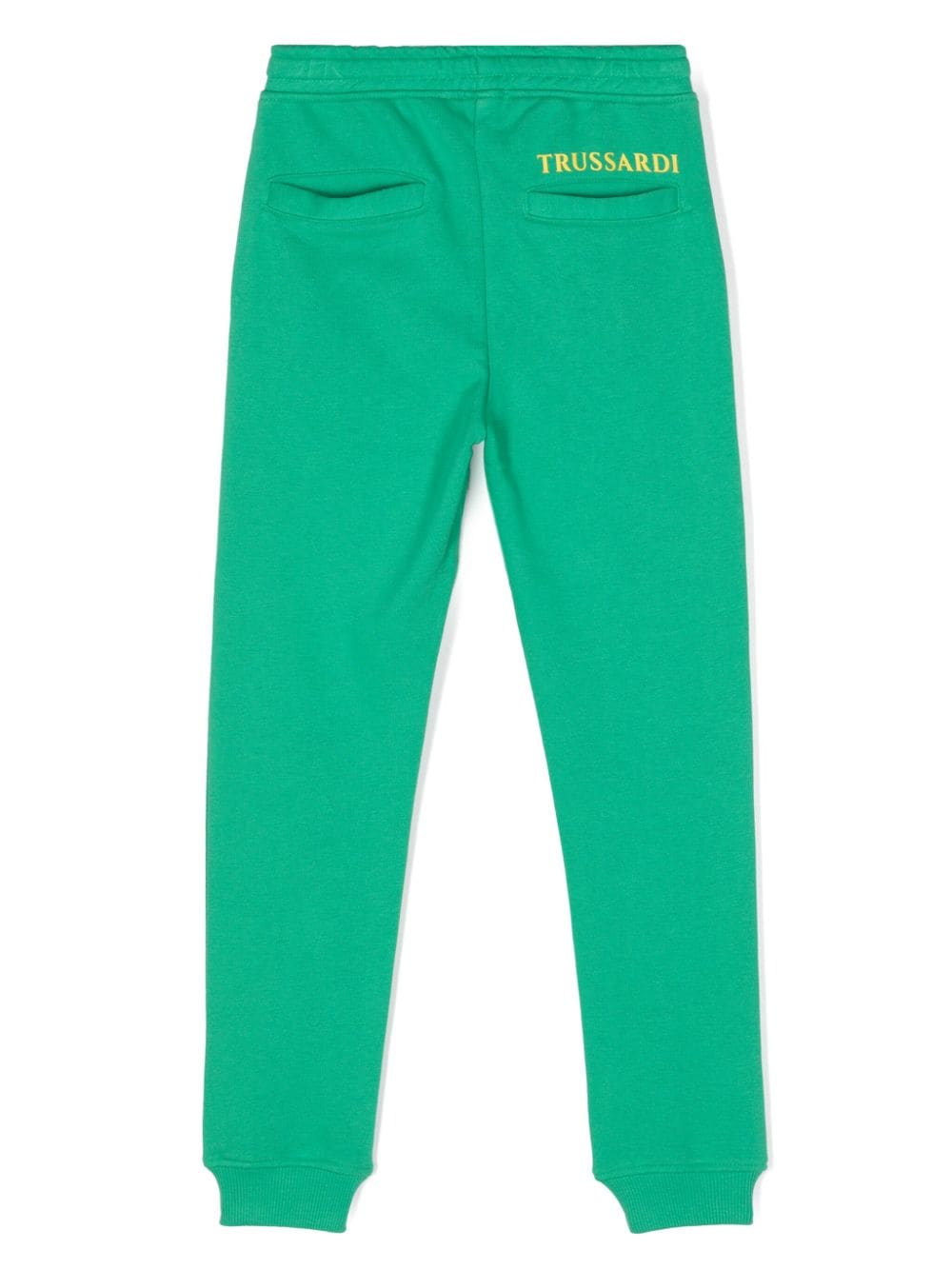 Shop Trussardi Junior Logo-print Cotton Trousers In Green