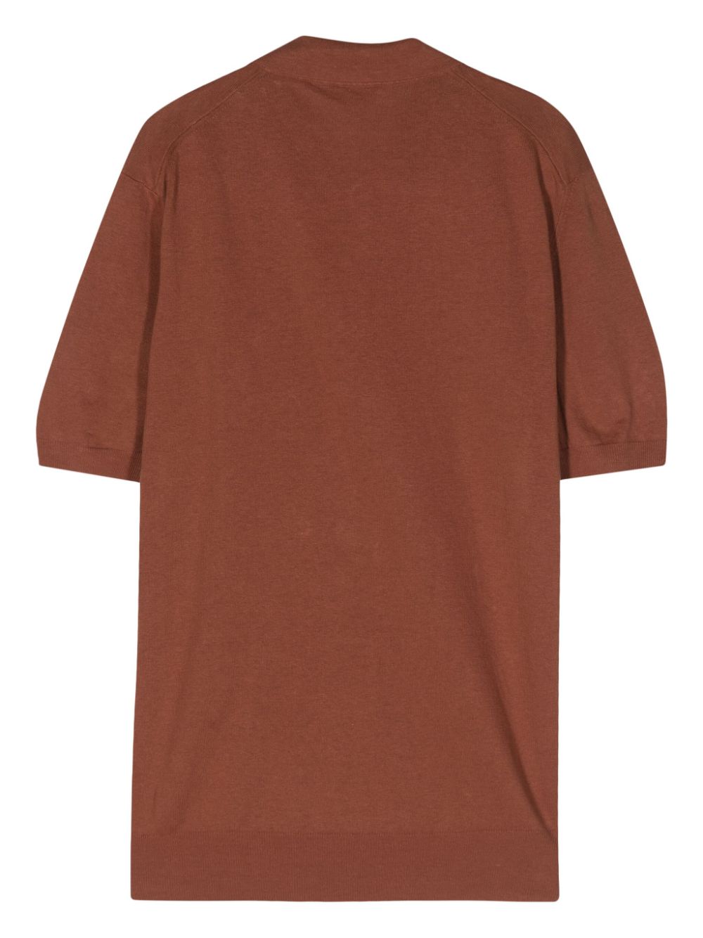 Shop Altea Fine-knit Linen-blend Polo Shirt In Brown