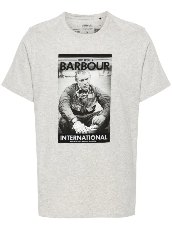 Barbour International x Steve McQueen Mount Cotton T shirt Grey FARFETCH UK