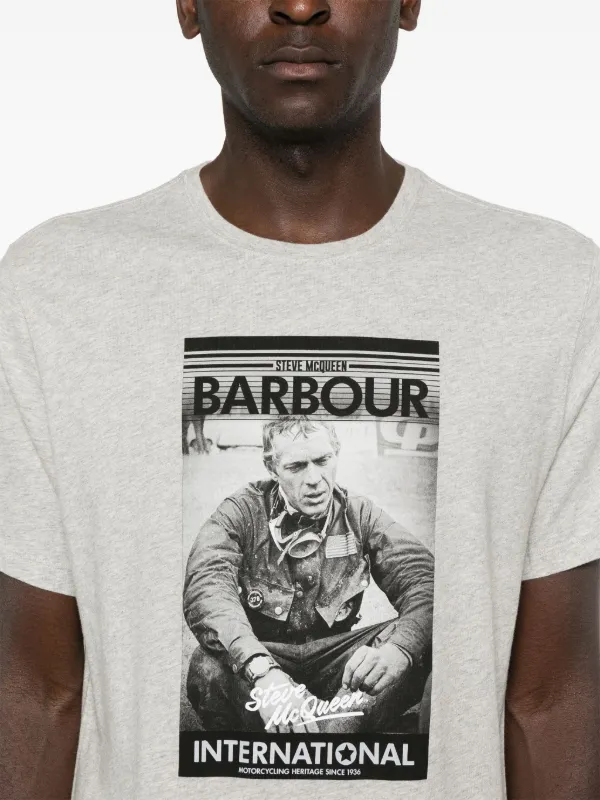 Barbour International x Steve McQueen Mount Cotton T shirt Grey FARFETCH CA