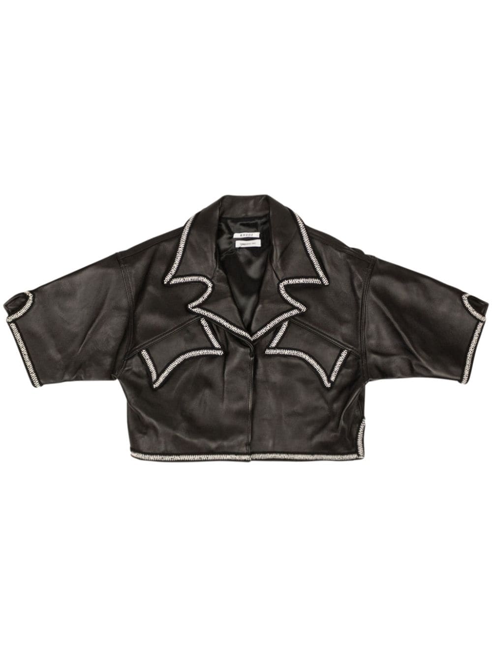 Rhude Lace-trim Leather Shirt In 黑色