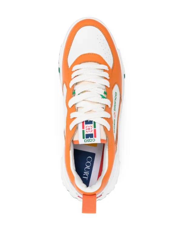 【関税込み】Casablanca オレンジ&ホワイト Court スニーカー Casablanca Court Leather Sneakers | White | FARFETCH JO