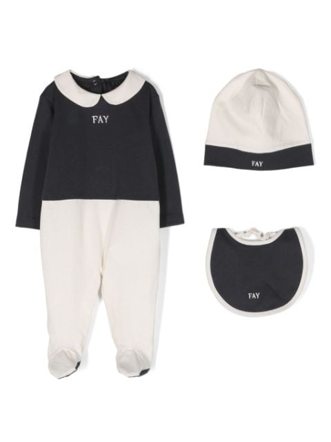 Fay Kids colour-block cotton babygrow set