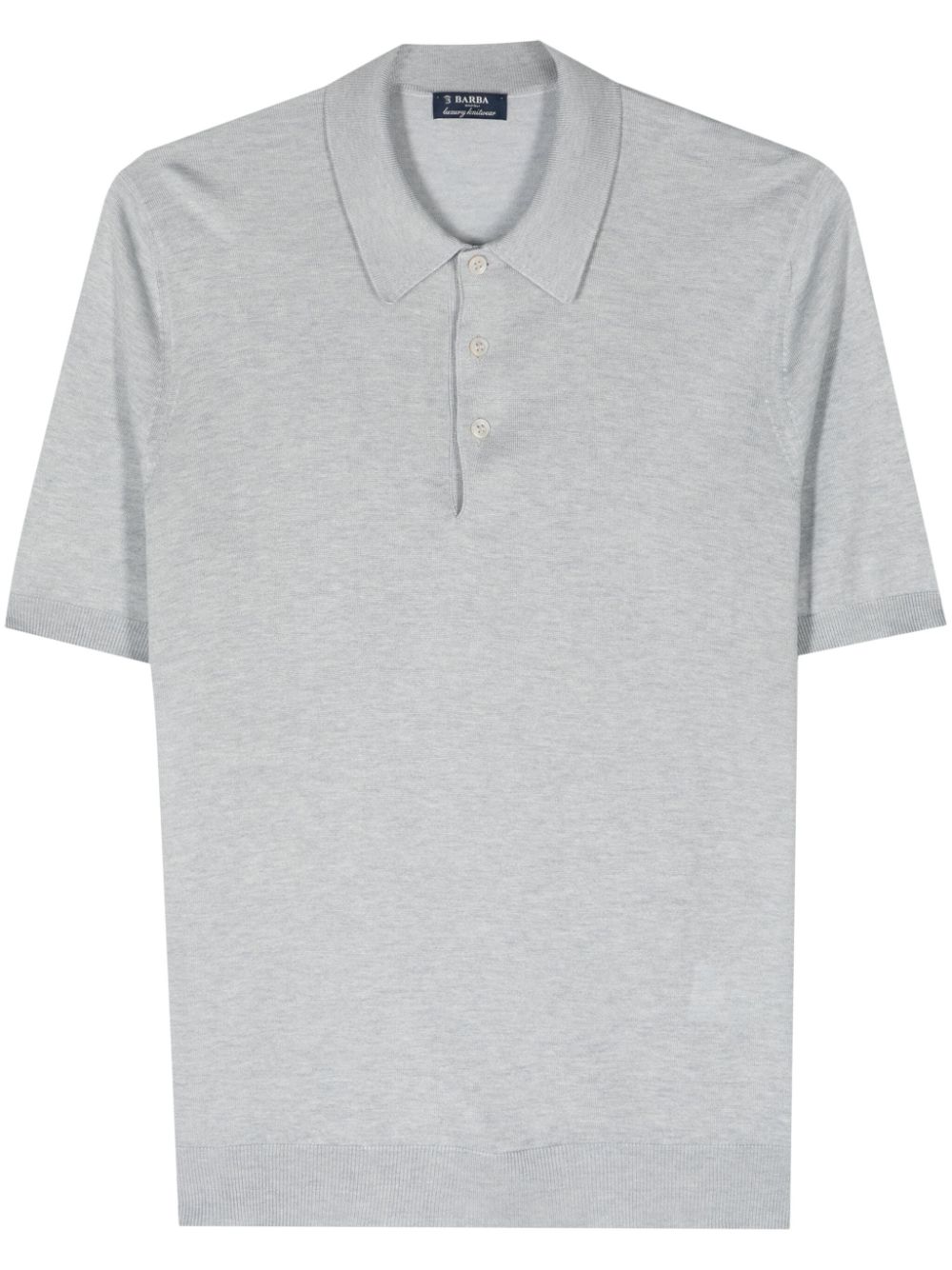 Barba Short-sleeve Silk Polo Shirt In Grey