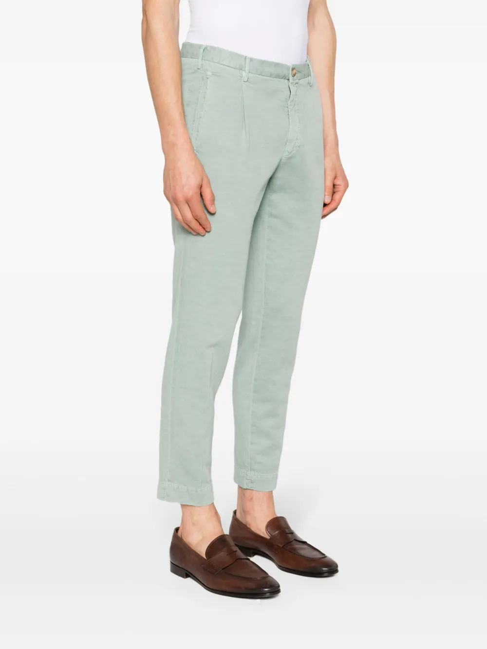 Shop Incotex 54 Mid-rise Tapered Trousers In Green