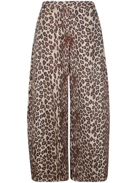 Alberto Biani cheetah-print wide-leg trousers