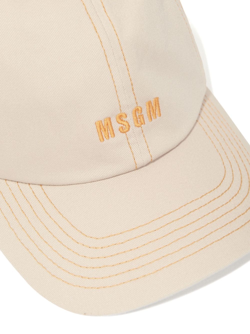 Shop Msgm Logo-embroidered Baseball Cap In Neutrals