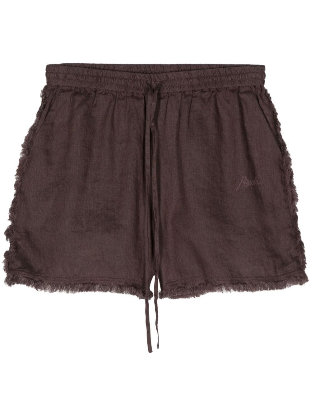 P.a.r.o.s.h Logo-embroidered Linen Shorts In Brown