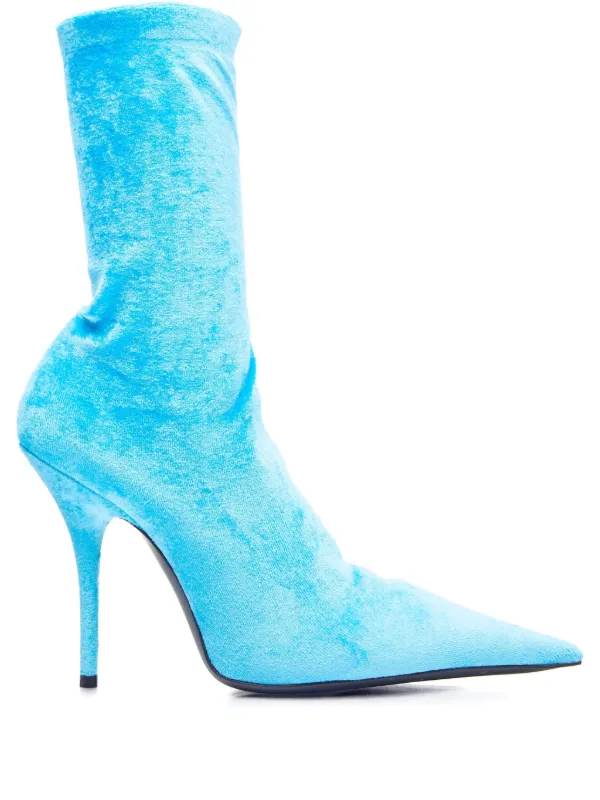 Balenciaga Velvet Ankle Boots Blue FARFETCH KW