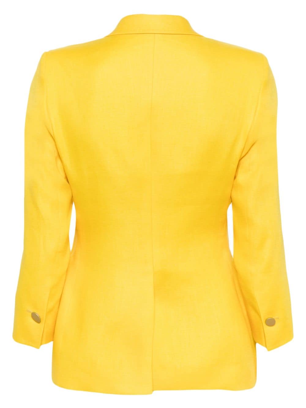 Shop Tagliatore Single-breasted Linen Blazer In Yellow