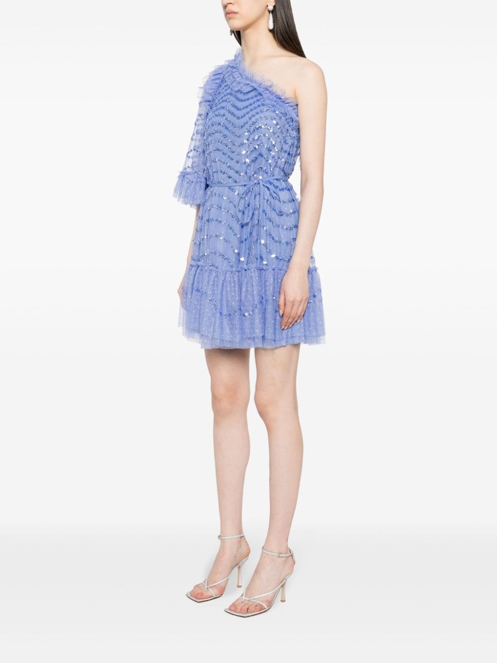 Shop Needle & Thread Shimmer Wave Mini Dress In Blue