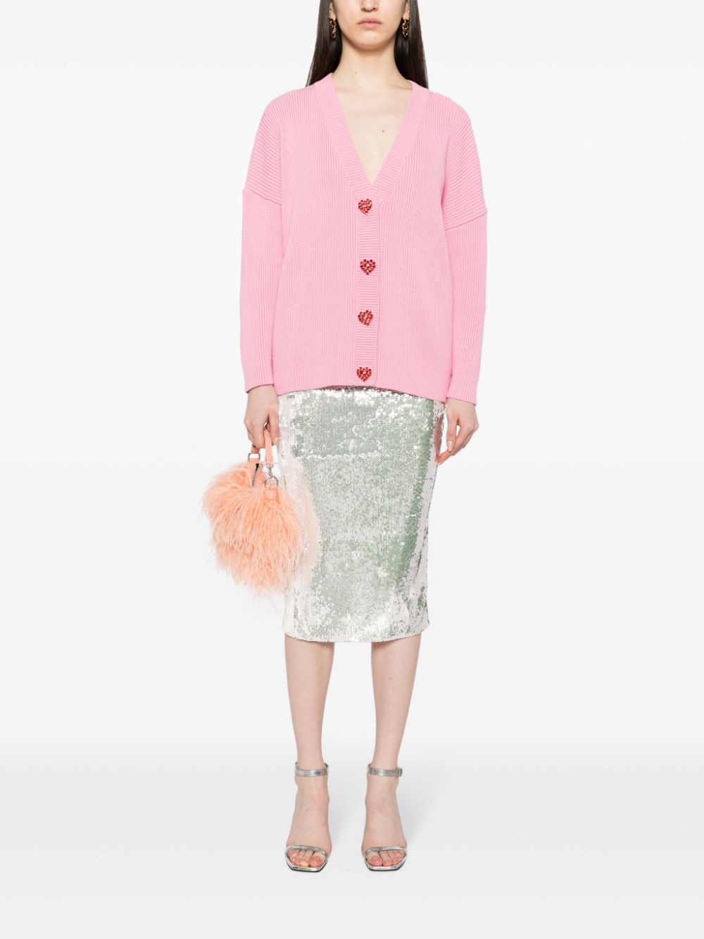 Shop Olivia Rubin Billie Ribbed Cotton Cardigan In Pink