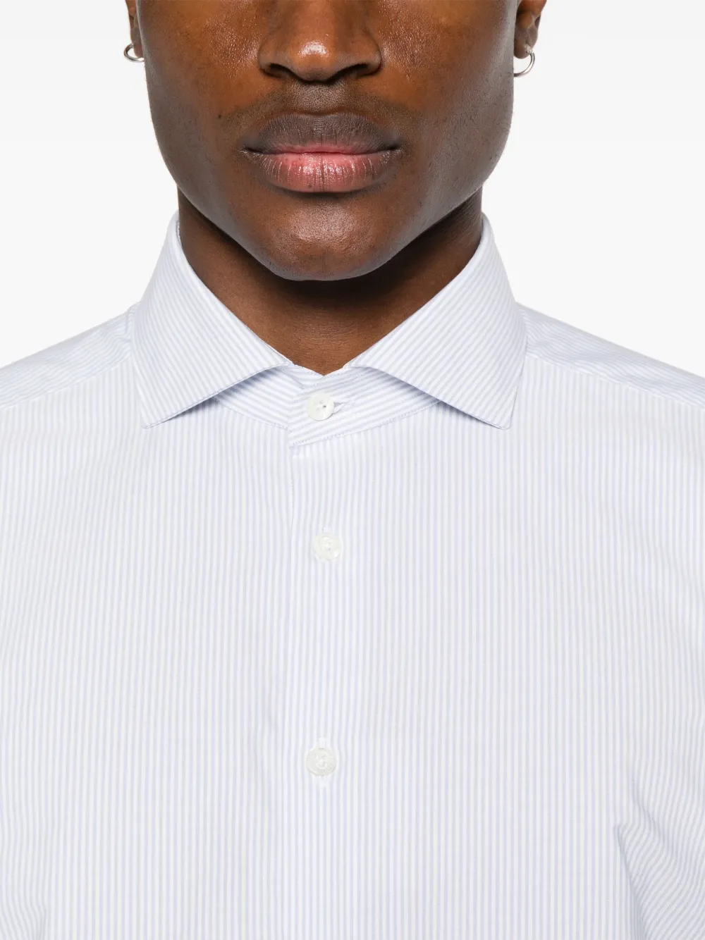 Shop Corneliani Striped Cotton Shirt In Blue