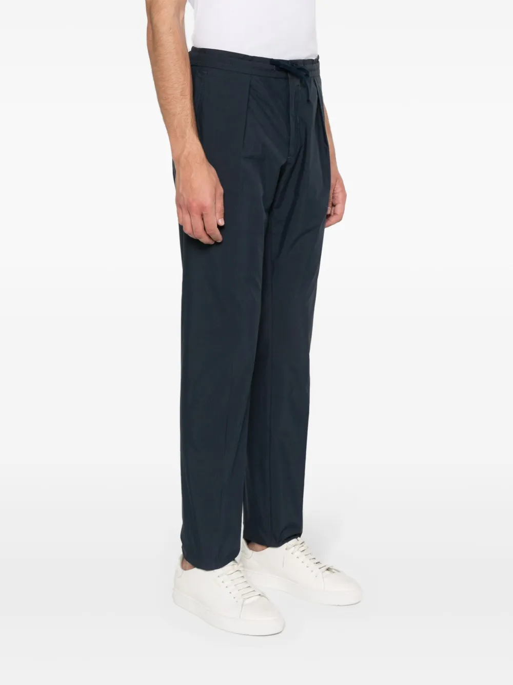 Shop Incotex Poplin Tapered Trousers In Blue