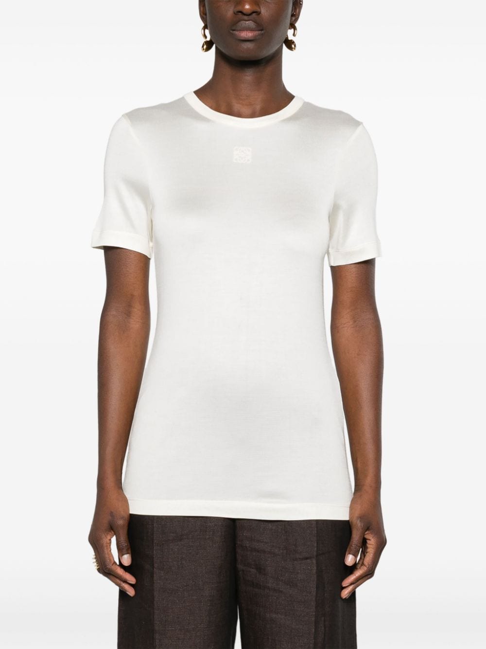 Shop Loewe Anagram-embroidered Knotted T-shirt In Neutrals