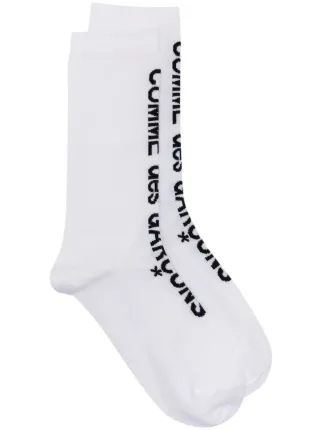 Comme Des Garcons logo intarsia fine knit Socks White FARFETCH