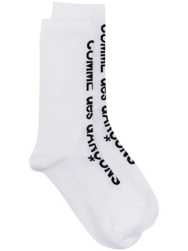 Comme Des Garcons Calcetines De Tejido Fino Con Logo En Intarsia Blanco FARFETCH EC