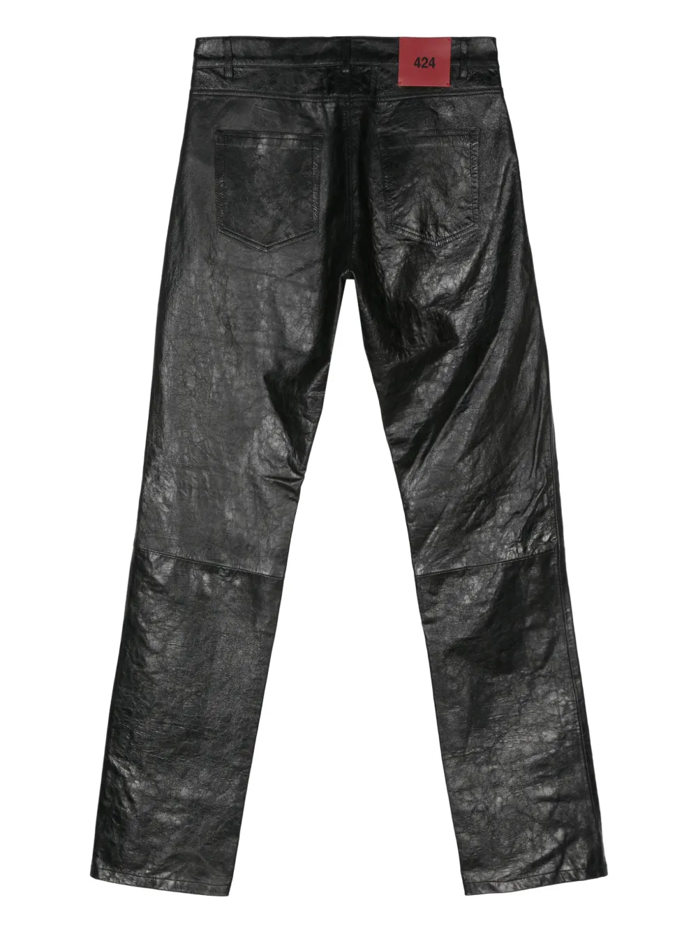 424 logo-patch leather trousers - Zwart