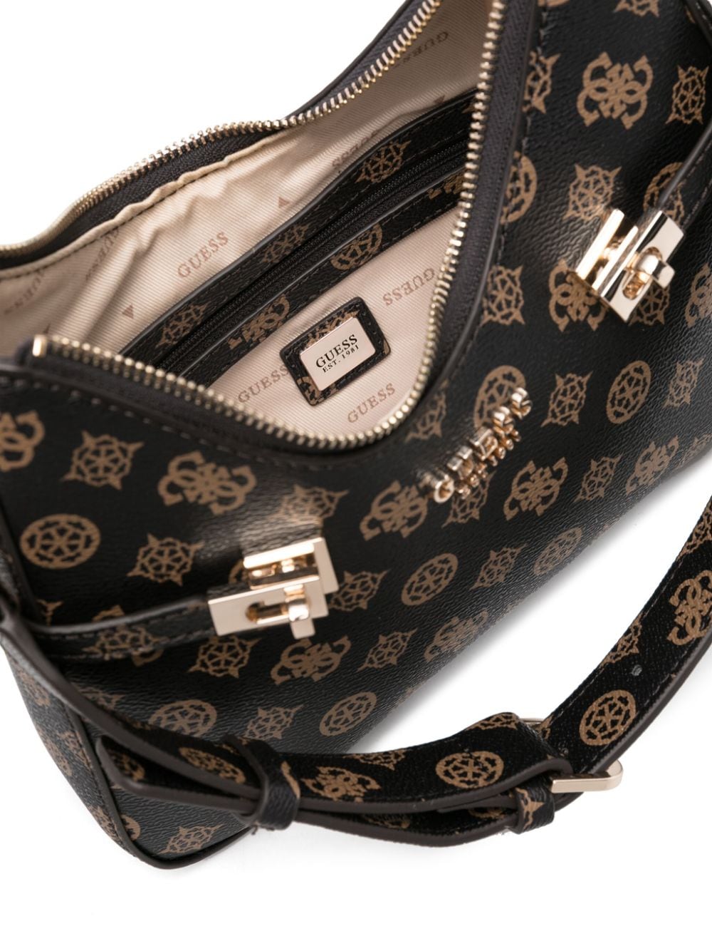 Shop Guess Usa Loralee Logo-print Shoulder Bag In Brown