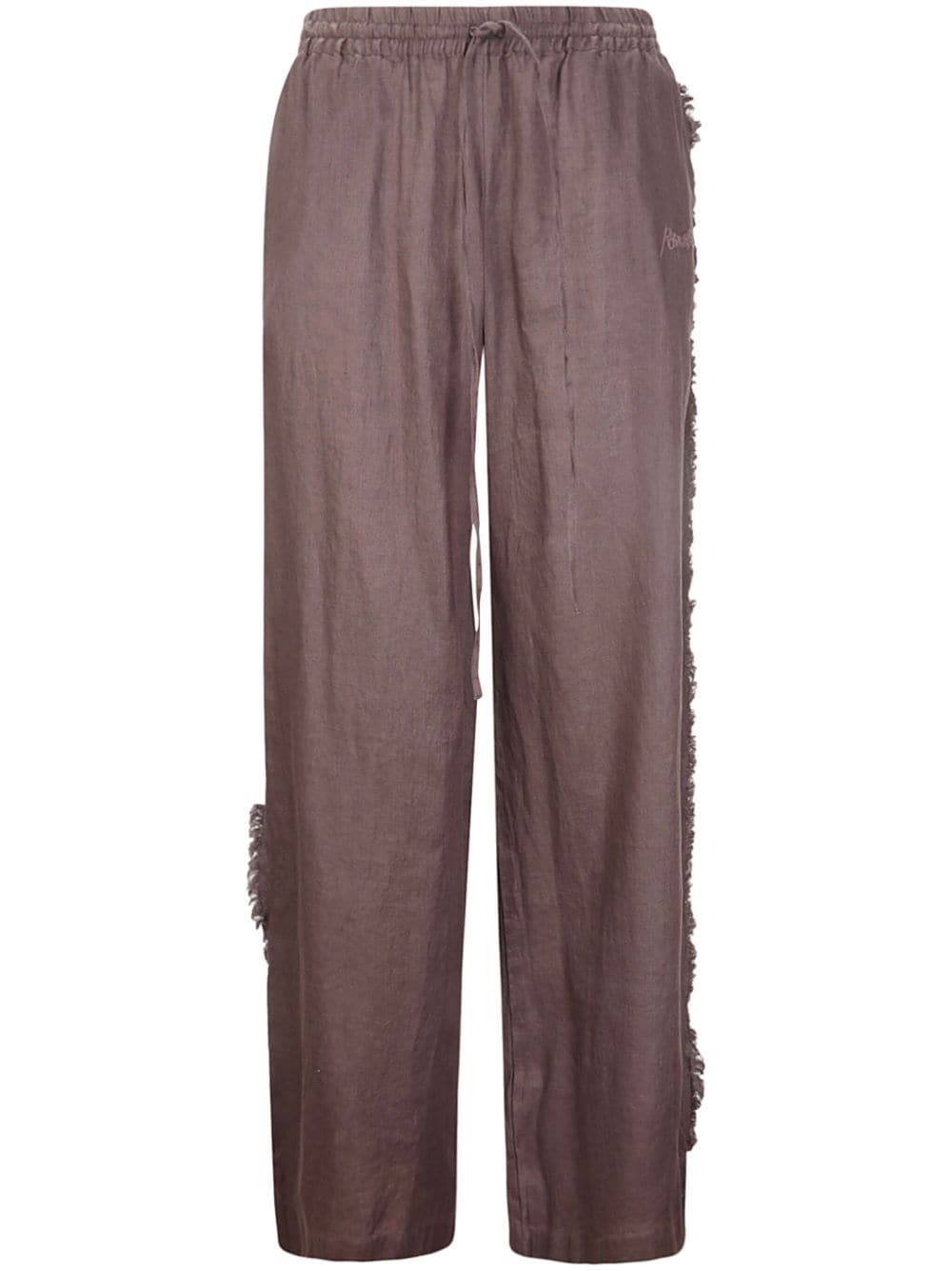 P.A.R.O.S.H. distressed-finish straight linen trousers Bruin