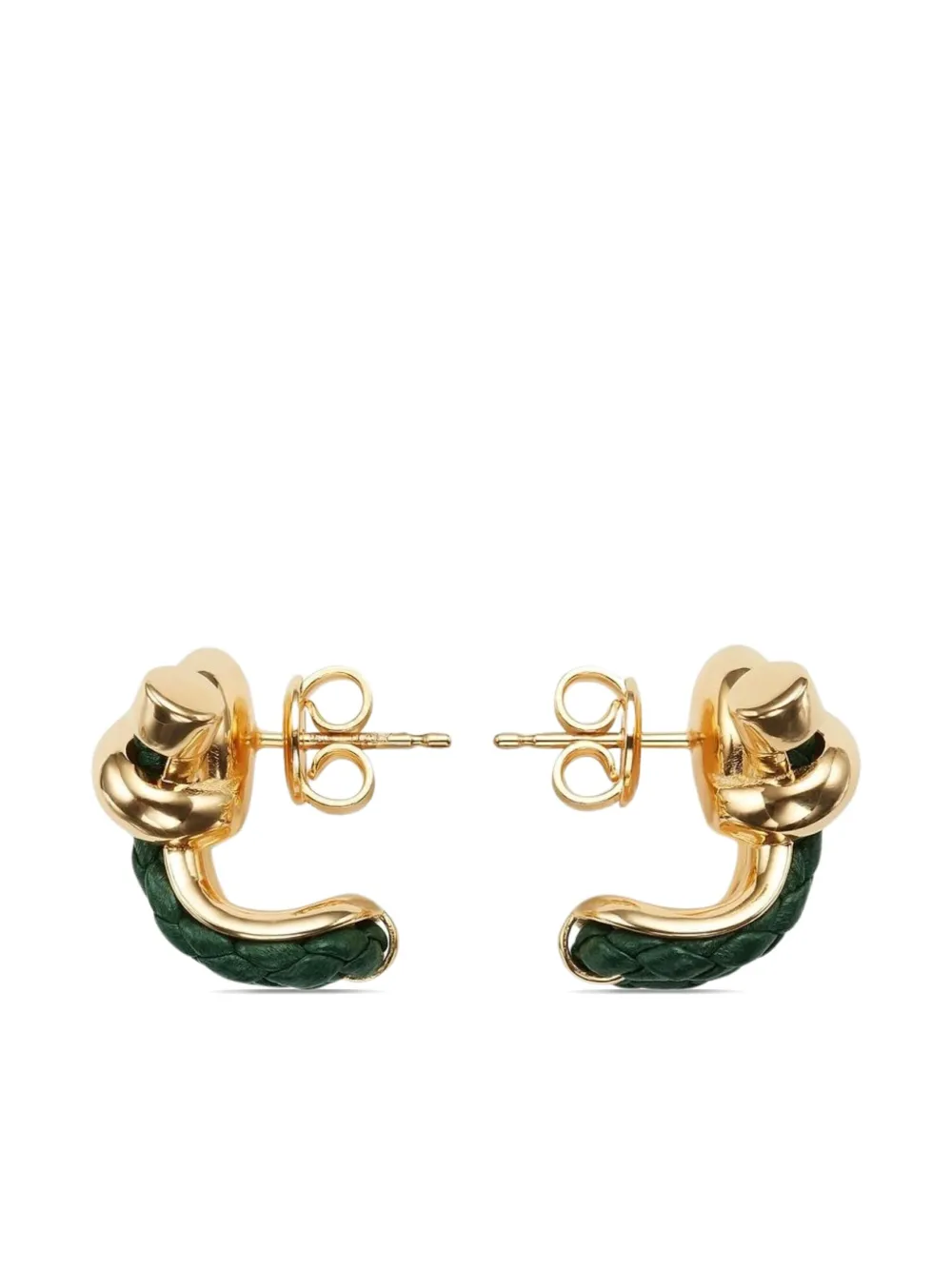 Bottega Veneta Geweven leren oorringen - Groen
