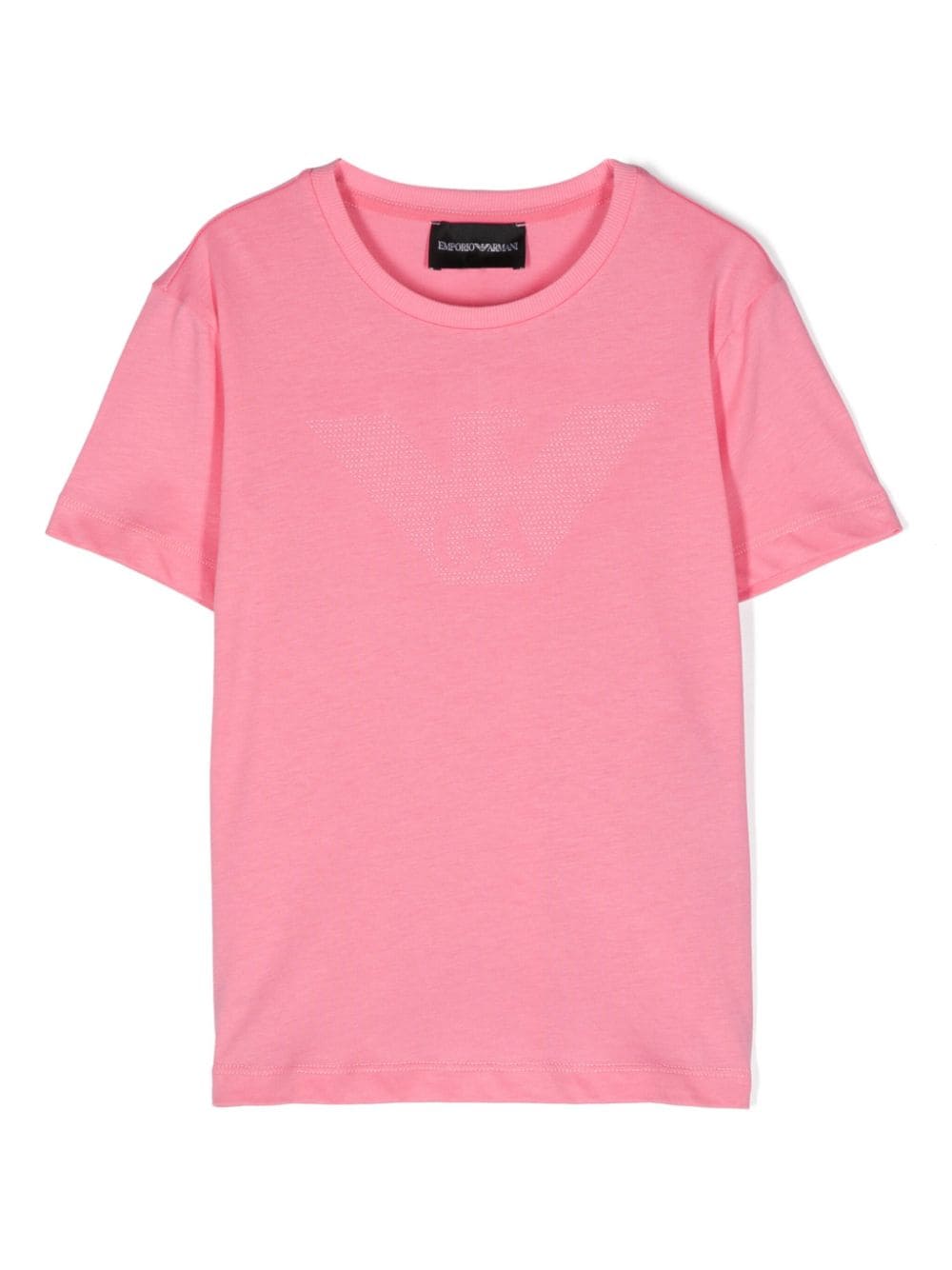 Emporio Ar i Kids rhinestone embellished cotton T-shirt Roze