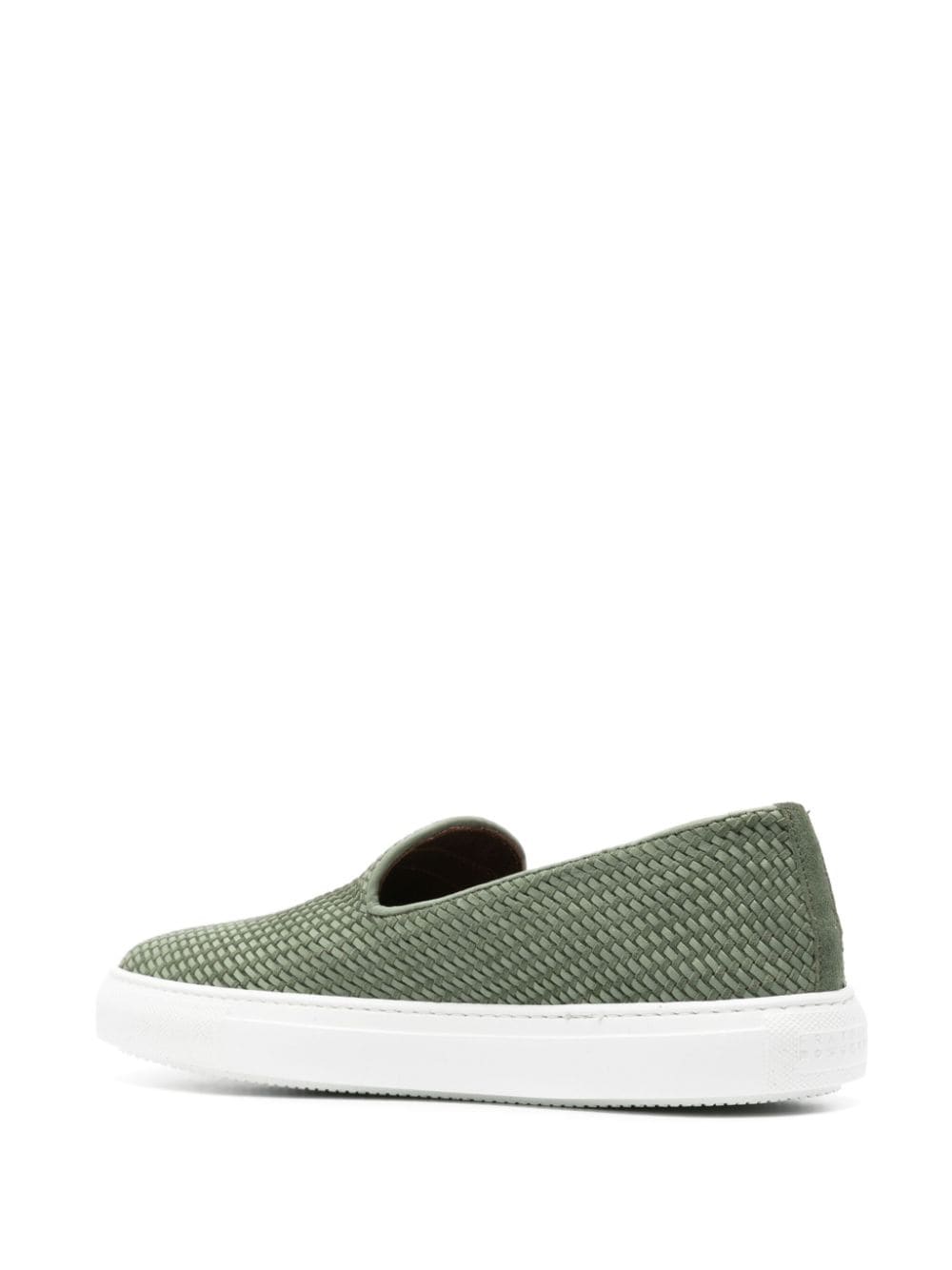 Shop Fratelli Rossetti Interwoven Leather Slippers In Green