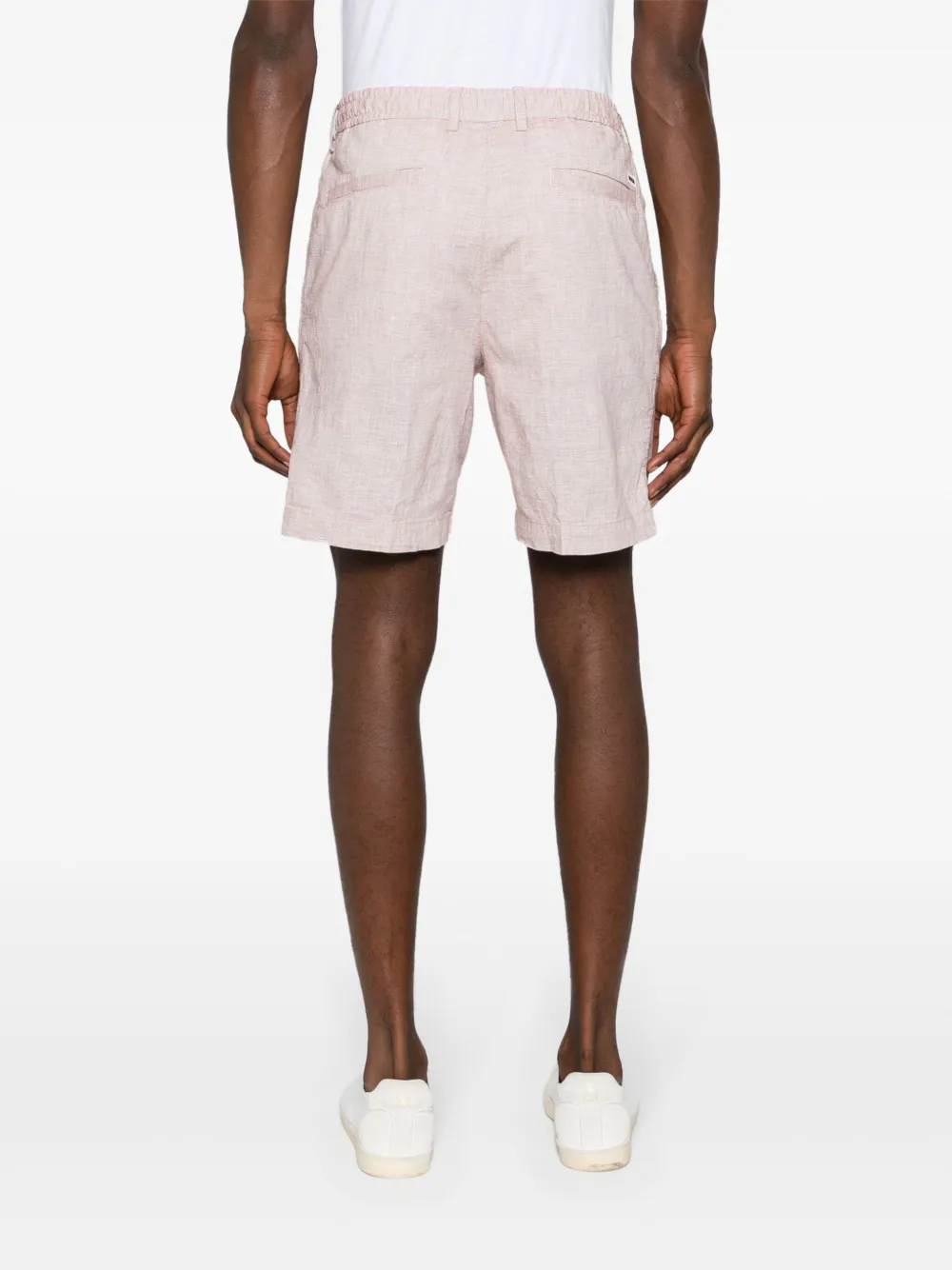 Hugo Boss Drawstring Linen-blend Shorts In Pink