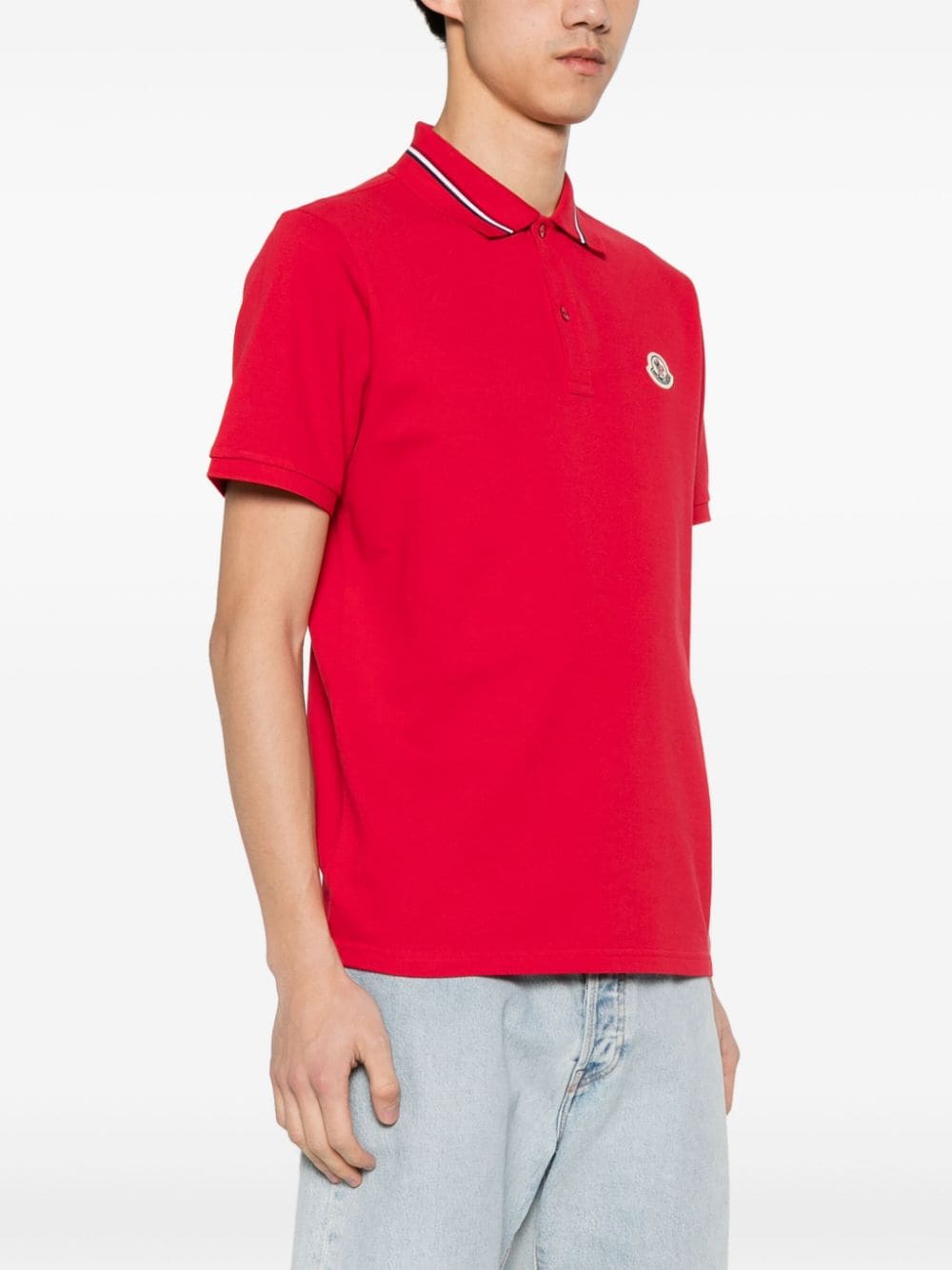 Shop Moncler Logo-patch Polo Shirt In Red