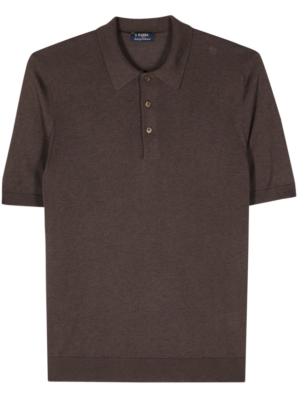 Barba Fine-knit Silk Polo Shirt In Brown