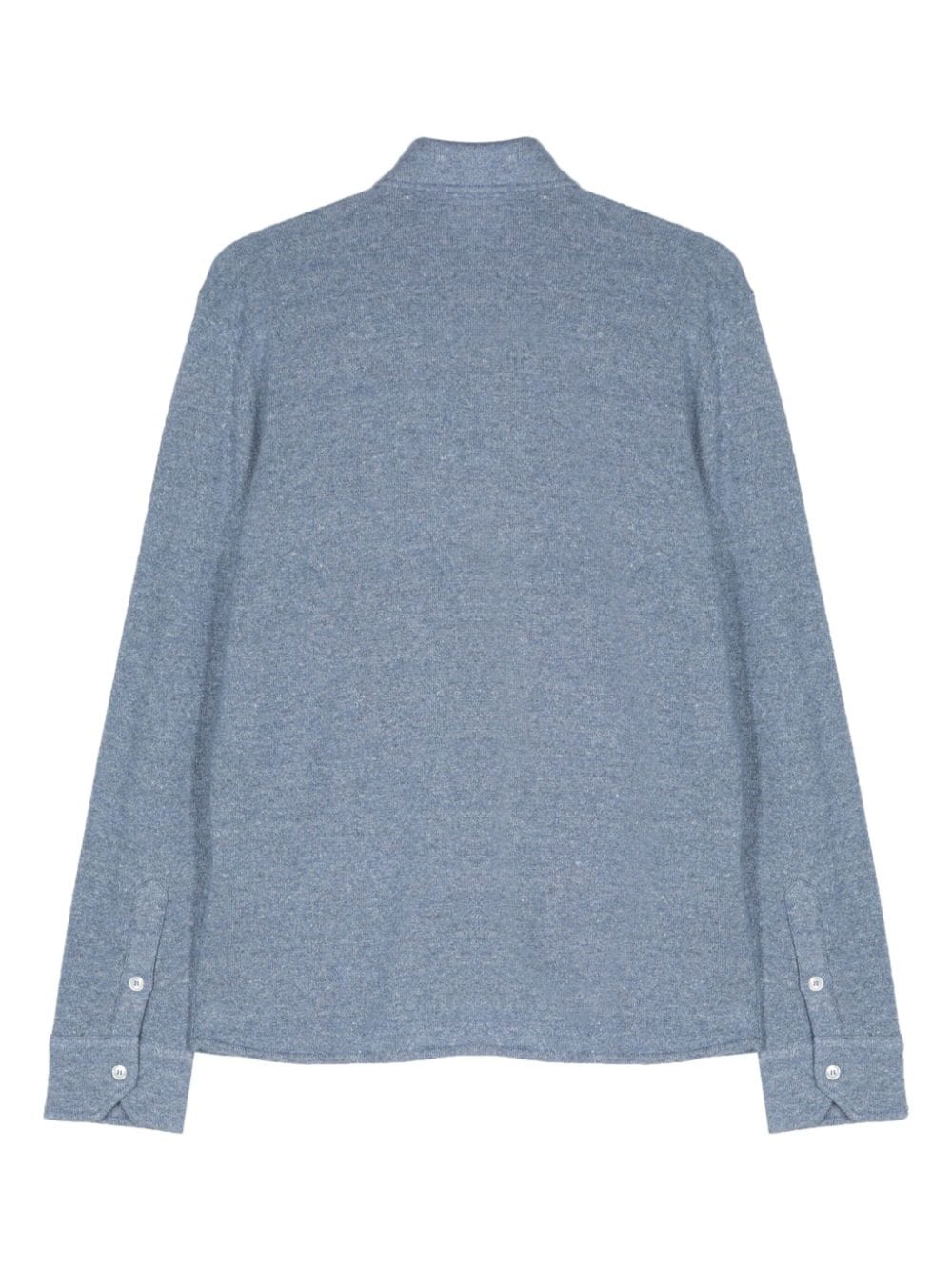 Shop Fedeli Cashmere-linen Blend Long-sleeve Shirt In 24 Blue