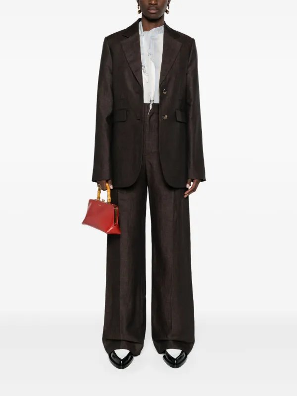 LOEWE single-breasted Linen Blazer | Brown | FARFETCH AE