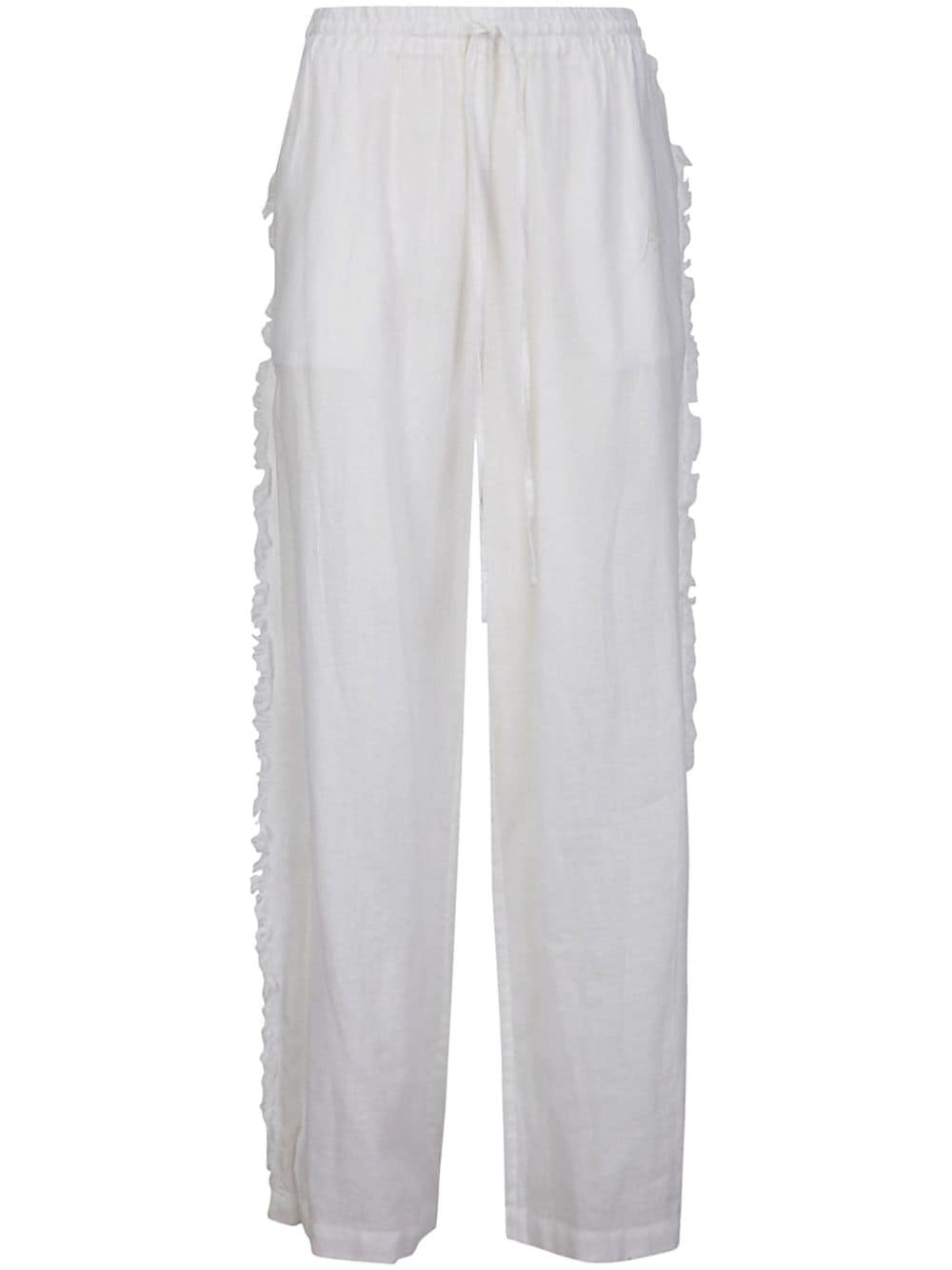 P.a.r.o.s.h Frayed Linen Trousers In White