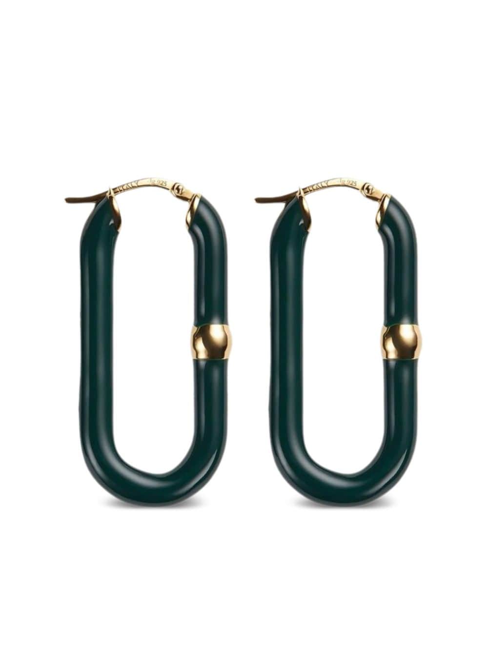 Bottega Veneta Chain Hoop Earrings In Green