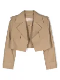 Elisabetta Franchi La Mia Bambina logo-patch jacket - Neutrals
