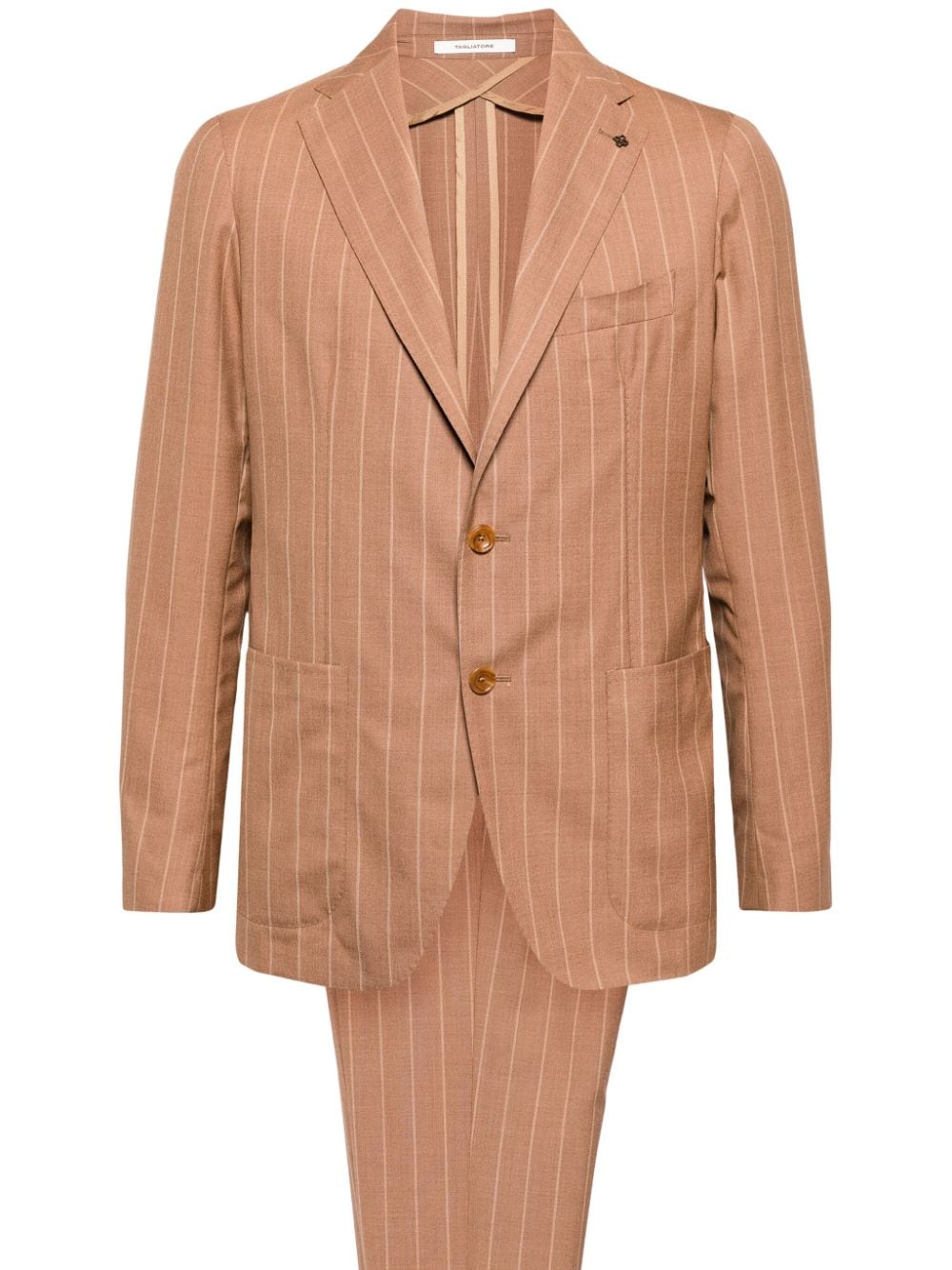 Tagliatore Pinstriped Single-breasted Suit In Brown