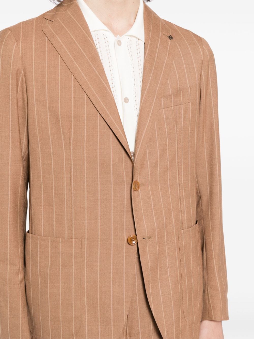 Shop Tagliatore Pinstriped Single-breasted Suit In Brown