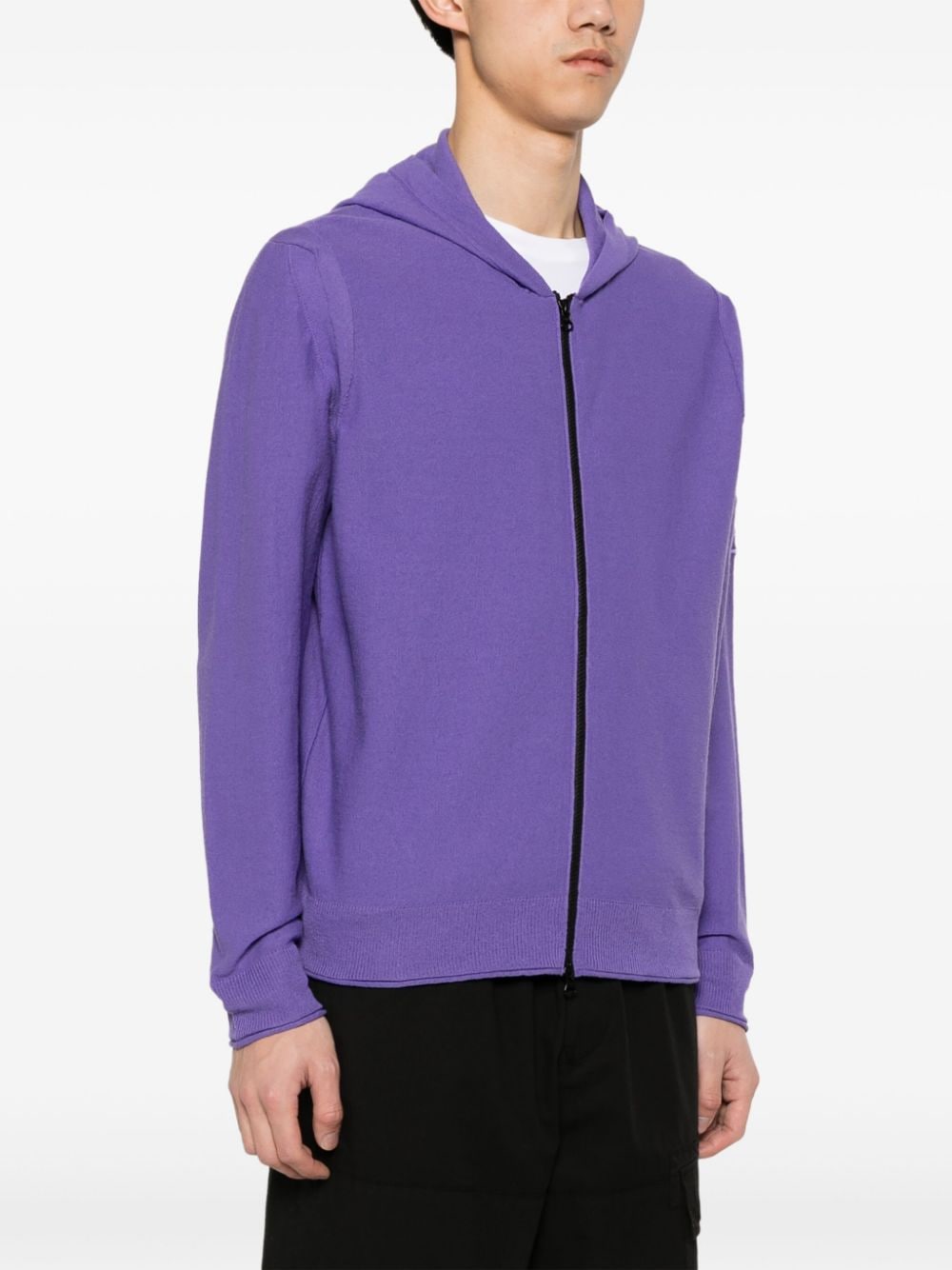 Shop Stone Island Compass-embroidered Hooded Cardigan In Purple