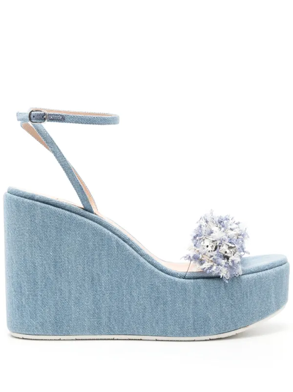 Casadei Elsa 80mm Wedge Sandals Blue FARFETCH CA