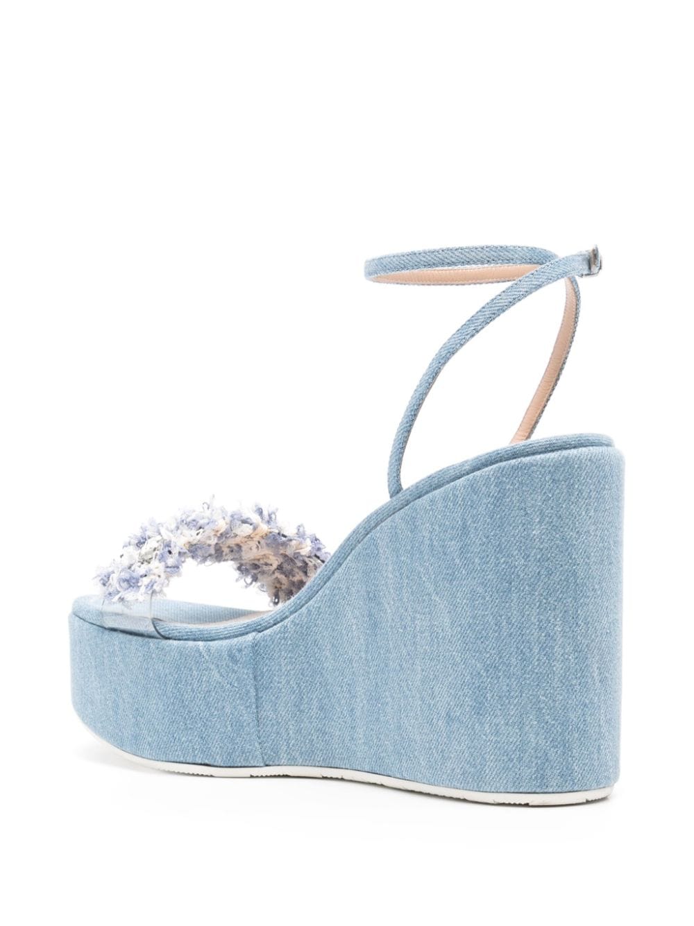 Shop Casadei Elsa 80mm Wedge Sandals In Blue