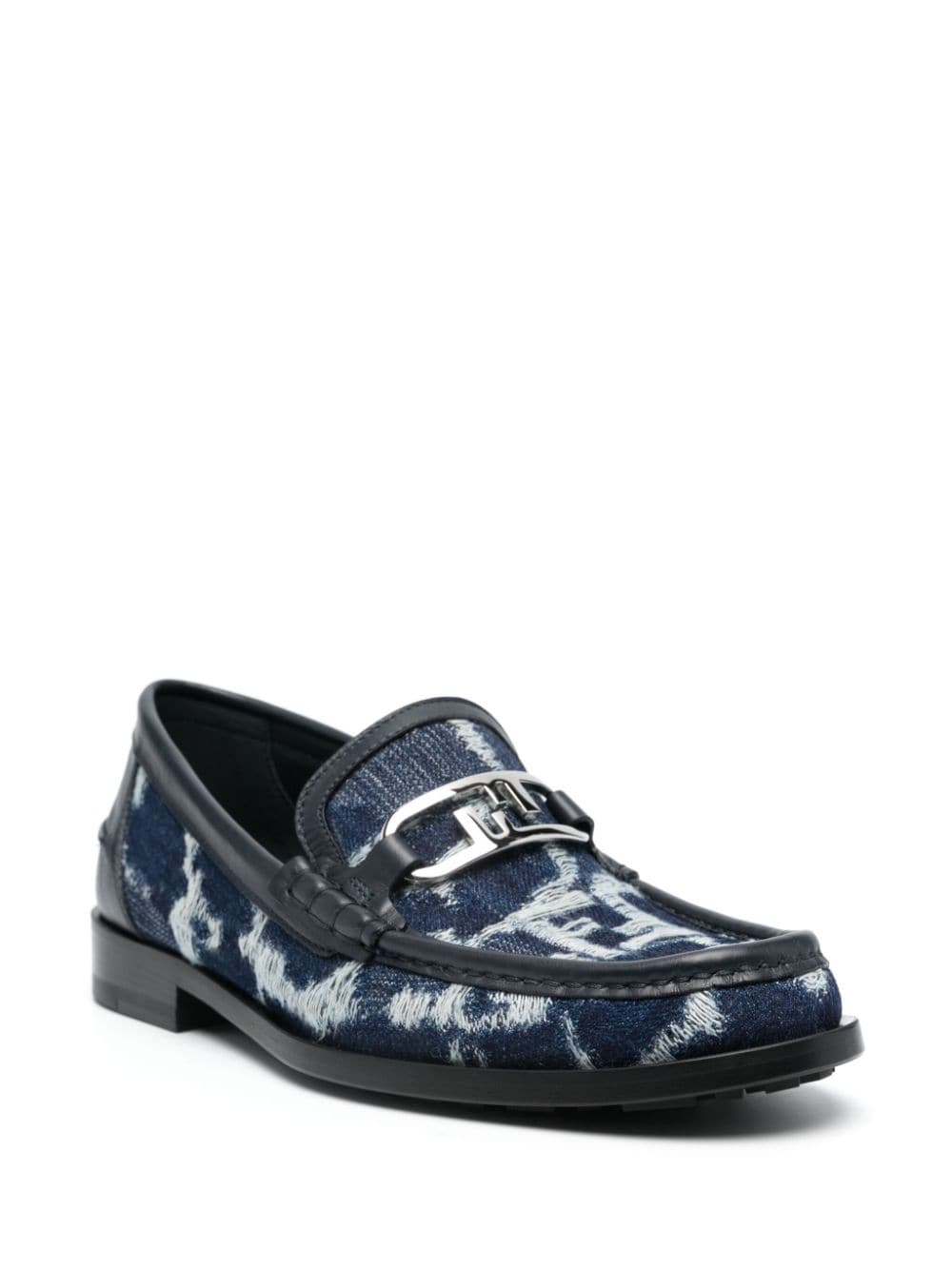 Shop Fendi O'lock Loafers In Blue