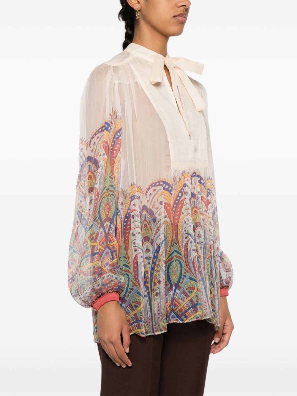 ETRO Zijden blouse met print Beige