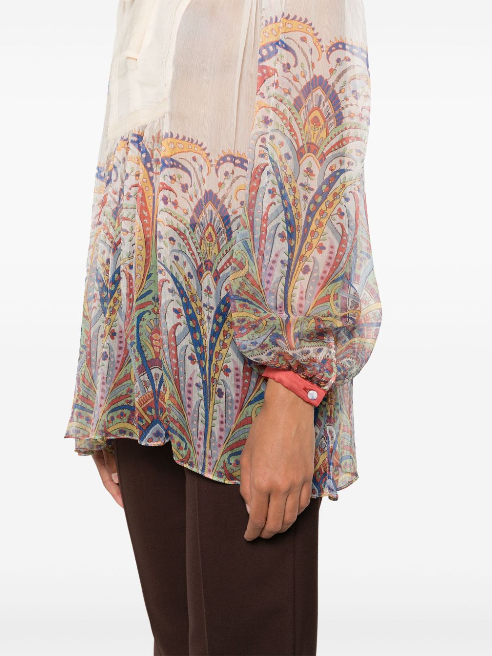 Shop Etro Graphic-print Silk Blouse In Neutrals