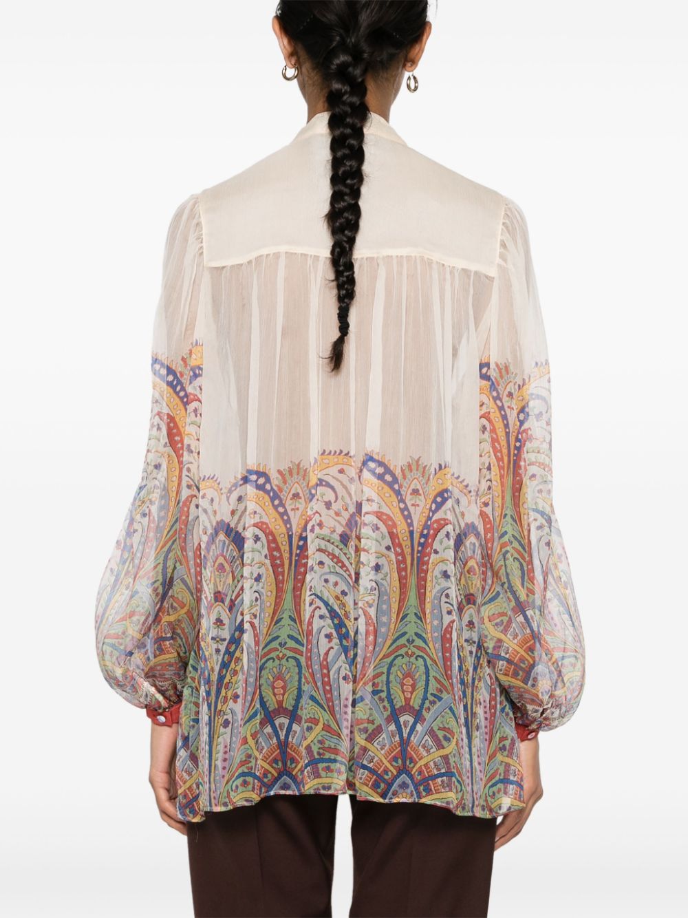 Shop Etro Graphic-print Silk Blouse In Neutrals