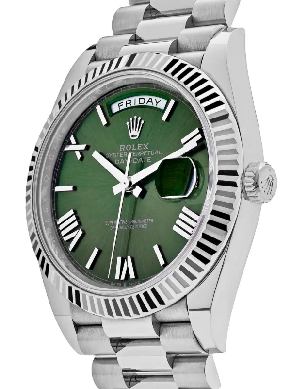 値下げ　即購入可　ROLEX CAP グリーン ホワイト Rolex 2022 プレオウンド デイ デイト 40mm | グリーン